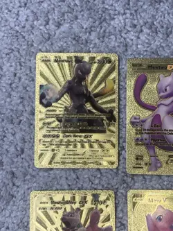 Set of 6 Mewtwo EX,GX & Mew V,EX Gold Foil Fan Art Collector Card - Image 2