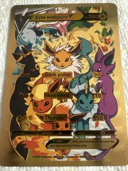 Eevee Gold 🕺 Foil Fan Art Card - NM - Image 1