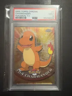 2000 TOPPS CHROME POKEMON T.V. #4 CHARMANDER PSA 9 - Image 1