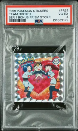 1999 POKEMON STICKERS SERIES 1 BONUS PRISM STICKERS #PR37 TEAM ROCKET PSA 4 - Image 1