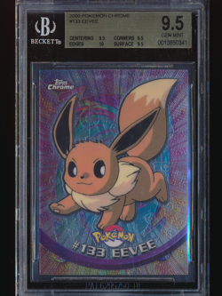 2000 POKEMON EEVEE HOLO FOIL POKEBALL TARGET 133 TOPPS CHROME RED LOGO BGS 9.5 - Image 1
