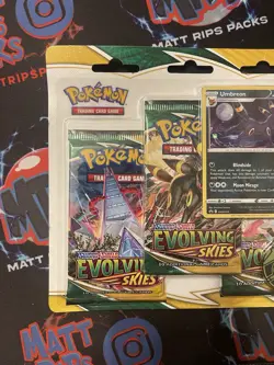 Pokemon Sword & Shield Evolving Skies 3 Pack Blister Factory Sealed Umbreon 📈 - Image 2