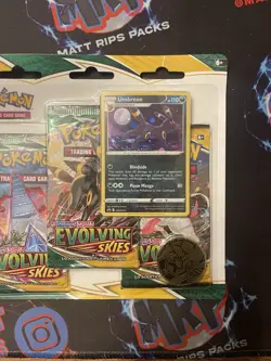 Pokemon Sword & Shield Evolving Skies 3 Pack Blister Factory Sealed Umbreon 📈 - Image 3