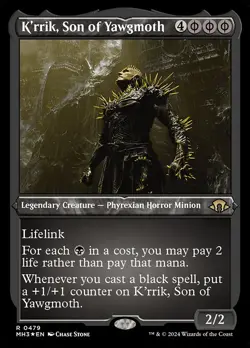MTG K'RRIK, SON OF YAWGMOTH 479 FOIL EXC ETCHED - FIGLIO DI YAWGMOTH MH3 X EN - Image 1