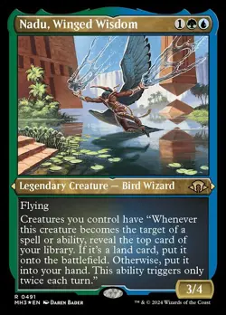 MTG NADU, WINGED WISDOM 491 FOIL EXC - ETCHED NADU, SAGGEZZA ALATA - MH3 X EN - Image 1