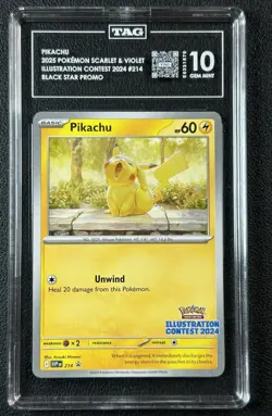 PIKACHU TAG 10 2025 POKEMON SV BLACK STAR PROMO BSP SVP EN #214 ILLUSTRATION 870 - Image 1