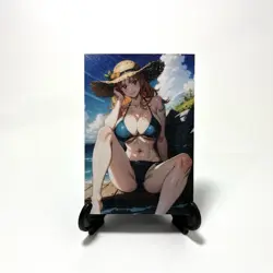 One Piece Nami Sexy Bikini Anime Waifu Girl Doujin Lewd Goddess Glitter Art Card - Image 2