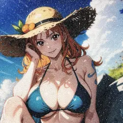 One Piece Nami Sexy Bikini Anime Waifu Girl Doujin Lewd Goddess Glitter Art Card - Image 3