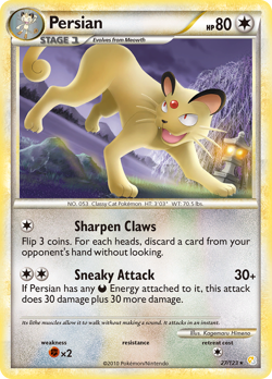 Persian 27/123 Rare | HeartGold & SoulSilver | Pokemon Card - Image 1