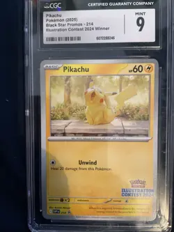 Pikachu Black Star Promo 214 CGC 9 Graded Pokemon Card - Image 1