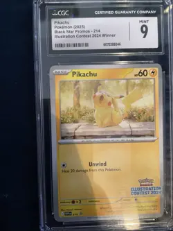 Pikachu Black Star Promo 214 CGC 9 Graded Pokemon Card - Image 3