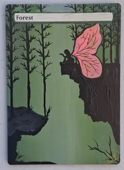 Hand Painted MTG Alter Land Forest - Image 1