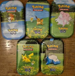 EMPTY Lot Of Pokemon Go TCG Tins With ArtCards And Coins - Image 2