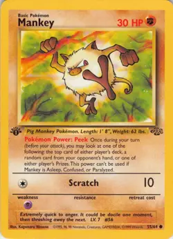 Primeape 43/64 Uncommon and Mankey 55/64 Jungle 1st Edition Common 1999 Pokemon - Image 3