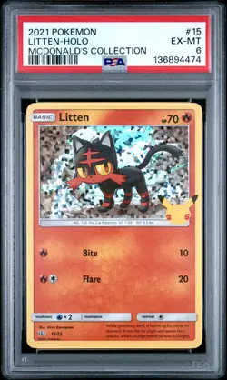 2021 POKEMON MCDONALD'S COLLECTION #15 LITTEN-HOLO PSA 6 - Image 1
