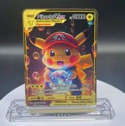 A PIECE OF POKEMON MARIO PIKACHU METAL COLLECTABLE CARDS 10000HP VMAX FunArt - Image 1
