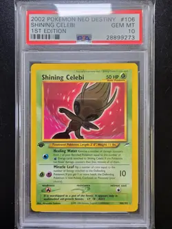 PSA 10 1st Edition Shining Celebi 106/105 - 2002 Neo Destiny Secret Rare Pokemon - Image 1