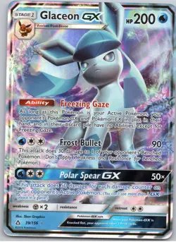 POKEMON TCG GLACEON GX 39/156 UPR HOLO RARE GX ULTRA PRISM POKEMON LP - Image 1