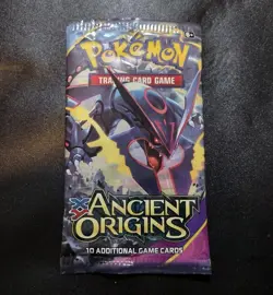 EMPTY Pokemon XY Ancient Origins Pack Wrapper Shiny Mega Rayquaza Art! - Image 1