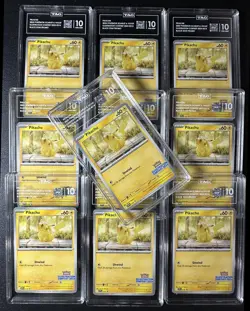 LOT X10 PIKACHU TAG 10 2025 POKEMON SV BLACK STAR PROMO SVP 214 ILL CONTEST 8342 - Image 1