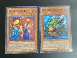 Yugioh - Toon Gemini Elf DL6-EN001 + Goblin DL7-EN001 SUPER LP/NM SET - Image 1