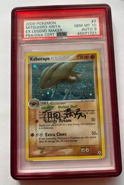 PSA 10 Gem Mint Legend Maker Kabutops Holo Signed Mitsuhiro Arita Pokemon Card - Image 1
