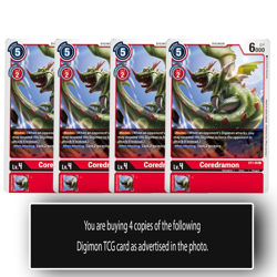 Coredramon - ST1-06 C - Common Digimon TCG Card Playset Red - Image 1