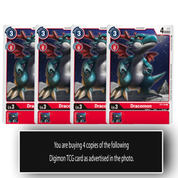 Dracomon - ST1-04 C - Common Digimon TCG Card Playset Red - Image 1