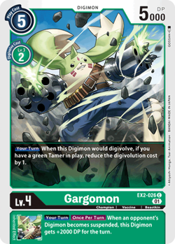 Gargomon EX2-026 C Common Green Digimion TCG Card Playset - Image 2