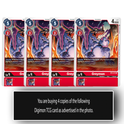 Greymon - BT3-011 U - Uncommon Digimon TCG Card Playset Red - Image 1