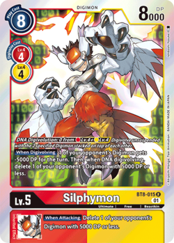 Silphymon BT8-015 R Rare Red/Yellow Digimion TCG Card Playset - Image 2