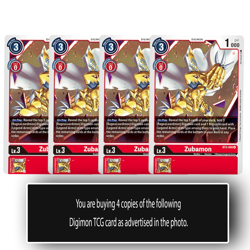 Zubamon - BT3-008 U - Uncommon Digimon TCG Card Playset Red - Image 1