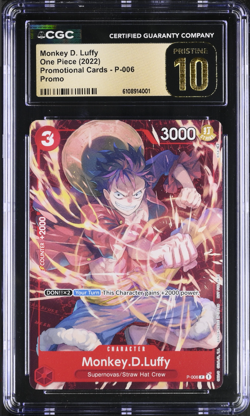 Monkey D. Luffy P-006 Promotional Cards One Piece CGC 10 Pristine - Image 1