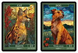 Cat Dog Stained Glass Token Givememana Tokens Magic the Gathering - Image 1