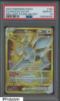 2022 Pokemon SWSH Brilliant Stars Secret #184 FA Arceus VSTAR PSA 10 GEM MINT - Image 1
