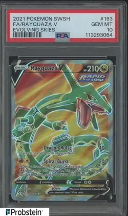 2021 Pokemon SWSH Evolving Skies #193 FA Rayquaza V PSA 10 GEM MINT - Image 1