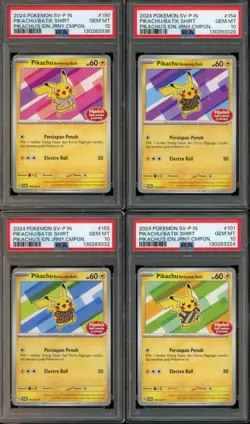 Lot Set PSA 10 Pikachu Batik 101 154 155 190 Indor-sia Journey Promo Pokemon - Image 1