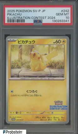 #3 2025 POKEMON JPN SV-P PROMO ILLUSTRATION CONTEST 2024 #242 PIKACHU PSA 10 - Image 1