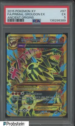 2015 Pokemon XY Ancient Origins #97 FA Primal Groudon EX PSA 5 EX - Image 1