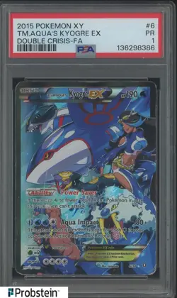 2015 Pokemon XY Double Crisis #6 FA Team Aqua's Kyogre EX PSA 1 PR - Image 1