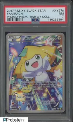 2017 Pokemon XY Black Star Promo Premium Trainer XY JIRACHI XY67a FA PSA 7 NM - Image 1