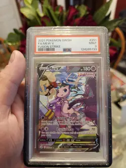 2021 POKEMON SWORD & SHIELD FUSION STRIKE #251 FULL ART/MEW V PSA 9 - Image 1