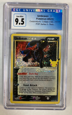 Pokemon Umbreon Gold Star Holo 17/17 Celebrations 25th Anniversary CGC 9.5 - Image 1