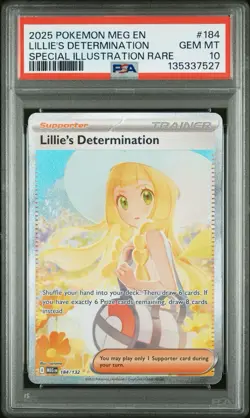2025 Pokemon Mega Evolution Base #184 SIR Lillie's Determination PSA 10 - Image 1