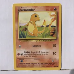 Pokemon TCG Charmander Base Set 46/102 Regular Shadowless Common LP - Image 1