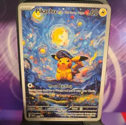 Pokemon Pikachu Starry Night Van Gogh Beautiful Moon ACG Star Trading Card - NM - Image 1