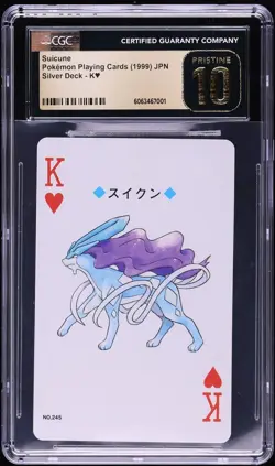 1999 Pokemon Japanese Playing Cards Silver Deck Suicune #K CGC 10 PRISTINE - Image 1