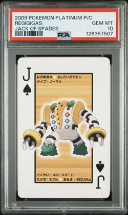 2009 POKEMON PLATINUM VERSION PLAYING CARDS JACK OF SPADES REGIGIGAS PSA 10 - Image 1