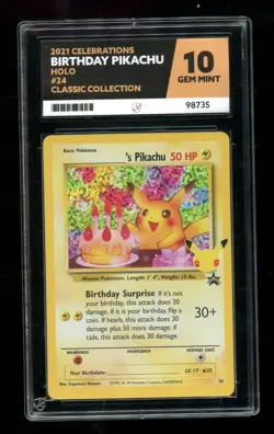 Pokemon Pikachu Birthday Celebrations Holo Card #24 2021 Ace 10 ref 330 - Image 1