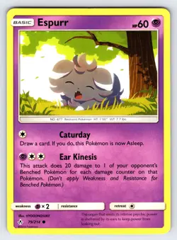 Espurr 79/214 2019 S&M Unbroken Bonds Pokemon Card TCG Non Holo Common - Lp - Image 1
